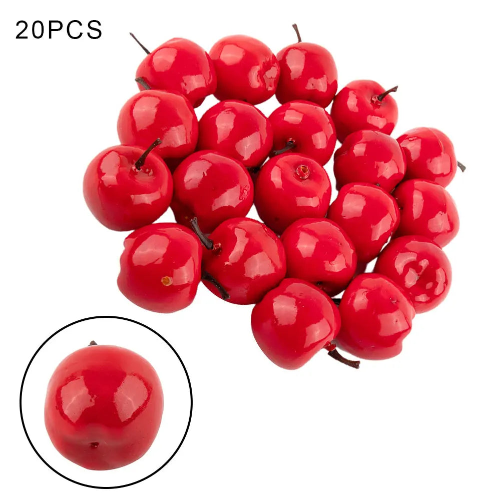 20 Mini Red & Green Artificial Apples – Festive Decor - Image 23