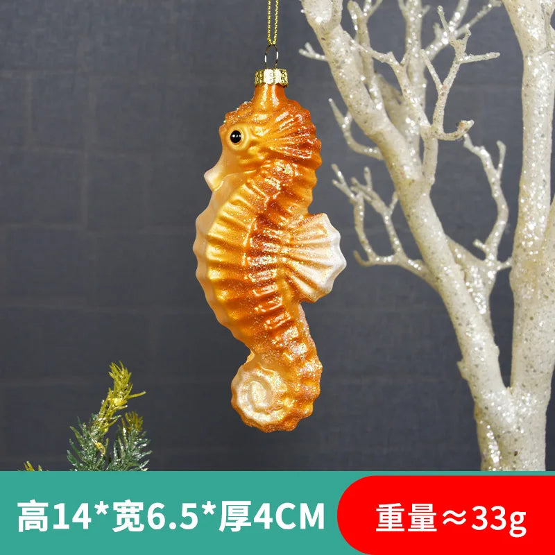Christmas Marine Animal Glass Pendant Ornaments - Image 16