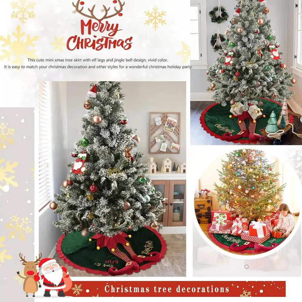 Festive Red & Green Fairy Leg Tree Skirt - Image 11