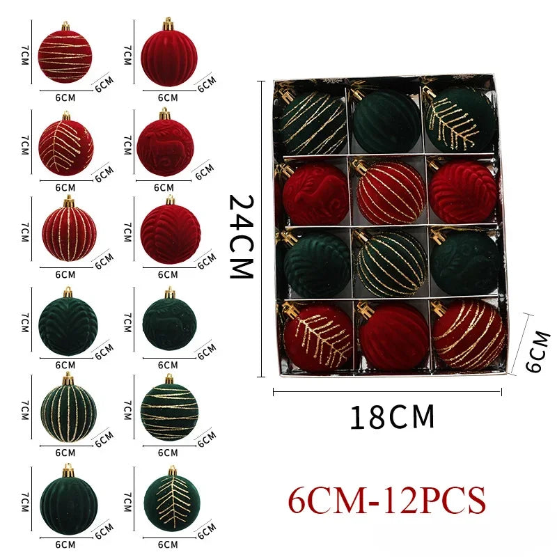 Elegant 12pcs Wine Red Christmas Ball Ornaments - Image 5