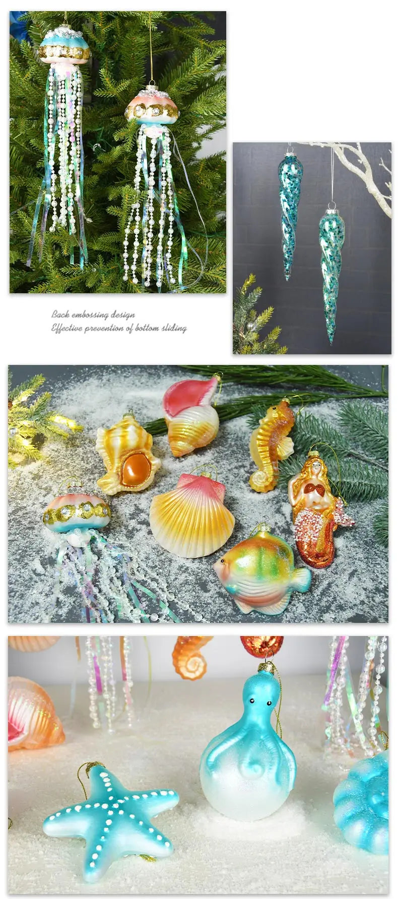 Christmas Marine Animal Glass Pendant Ornaments - Image 26