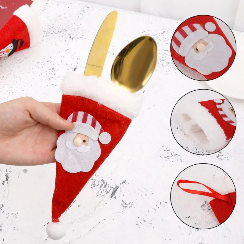Festive Christmas Cutlery Holder Bag for Holiday Decor - Image 7