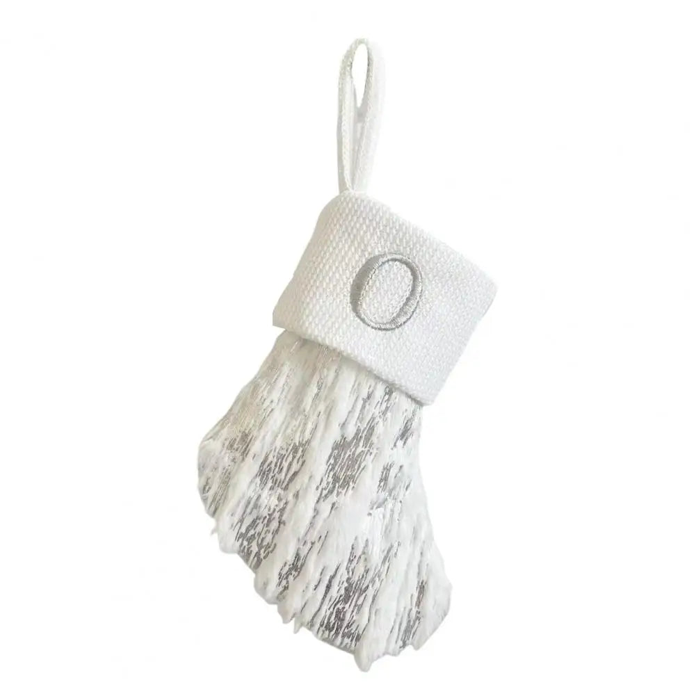 Embroidered White Christmas Stocking for Cheerful Decor - Image 8