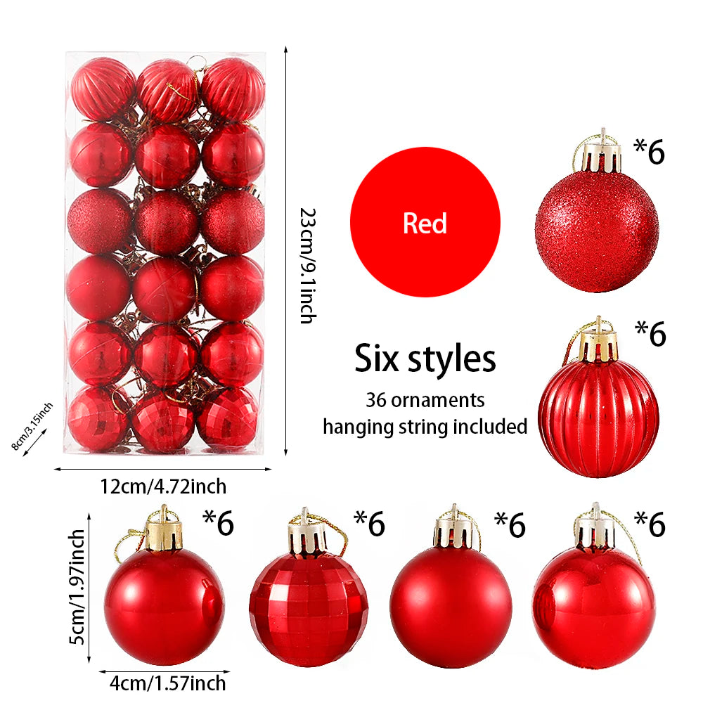 36pcs Glitter Christmas Ornaments - Festive Tree Decor - Image 15