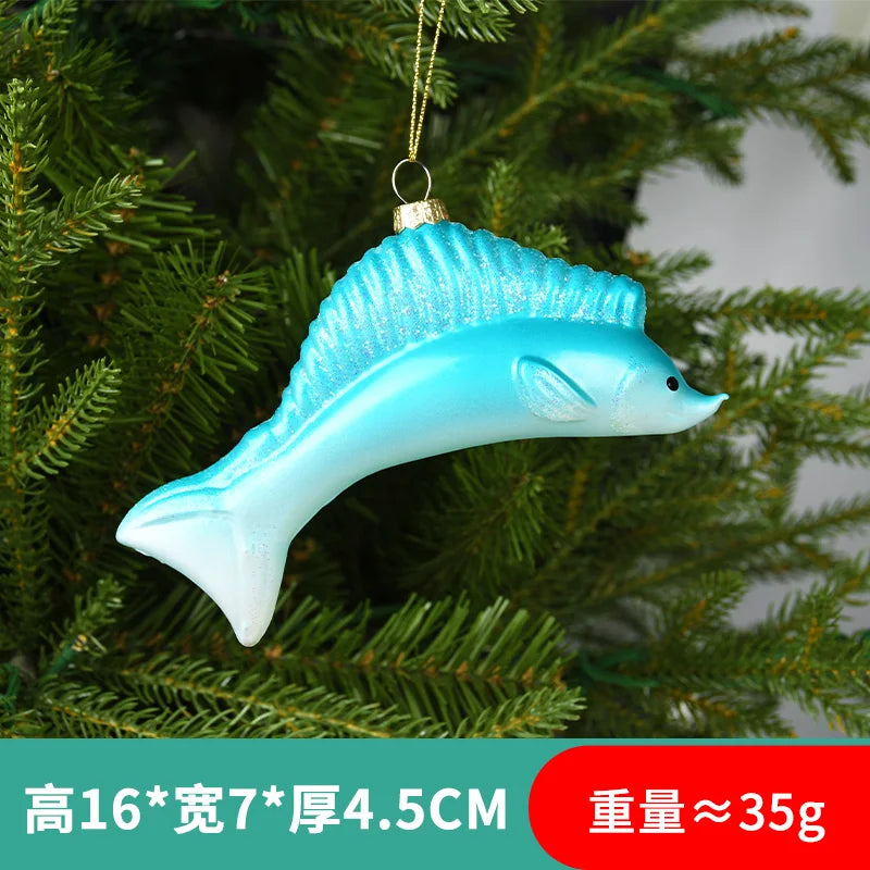 Christmas Marine Animal Glass Pendant Ornaments - Image 12