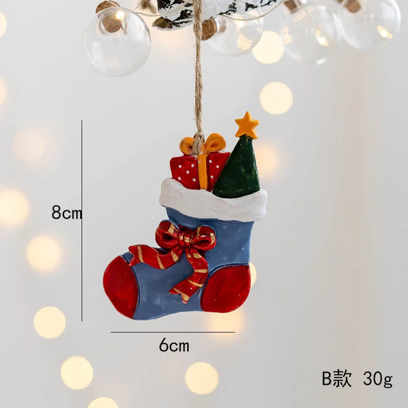 Festive Resin Christmas Sock & Snowman Ornaments - Image 24