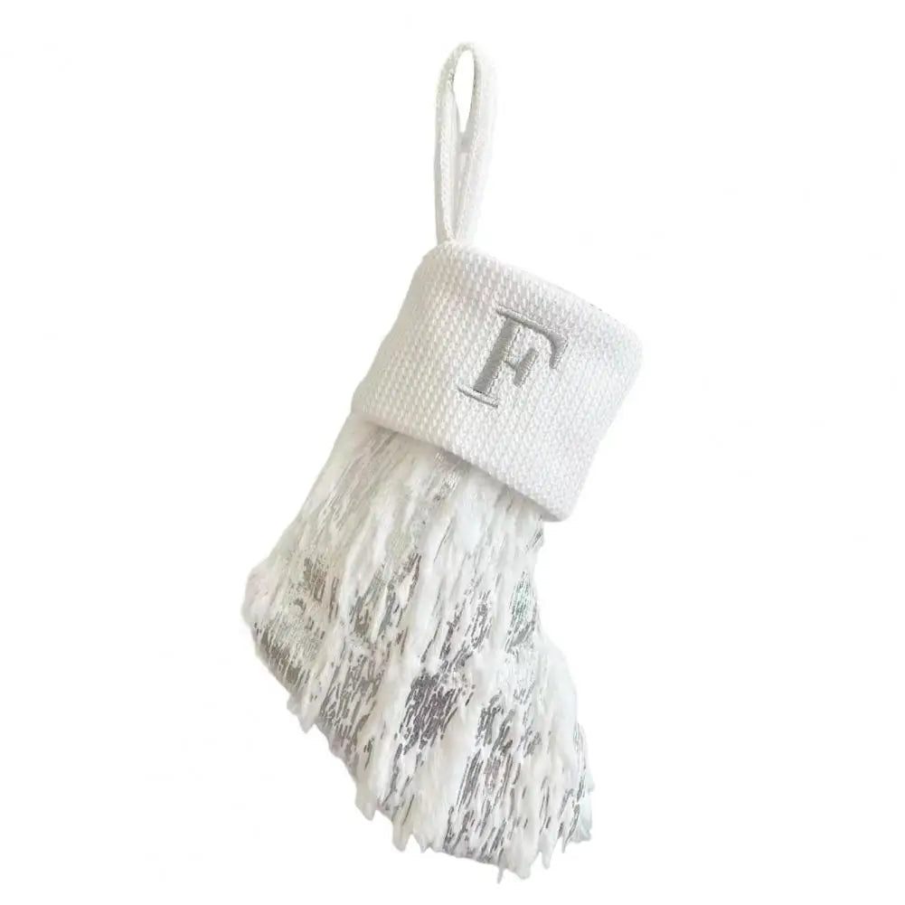 Embroidered White Christmas Stocking for Cheerful Decor - Image 14