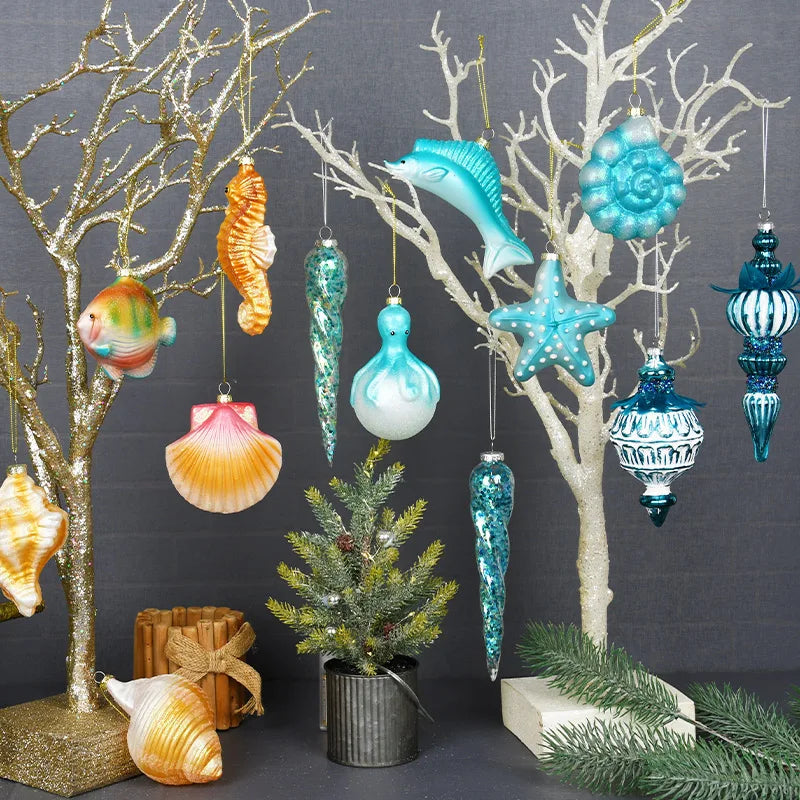 Christmas Marine Animal Glass Pendant Ornaments - Image 5