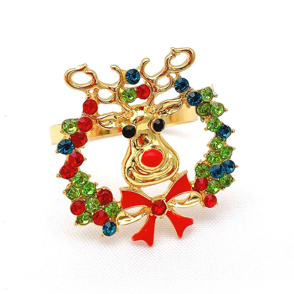 6 Festive Gold Christmas Napkin Rings Set - Image 14