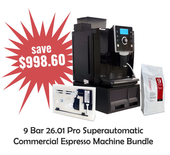 9 Bar Twenty-Six.01 Pro Automatic Espresso Machine Bundle