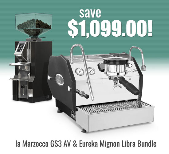 la Marzocco GS3 AV Espresso Machine & Eureka Black Mignon Libra Coffee Grinder Bundle