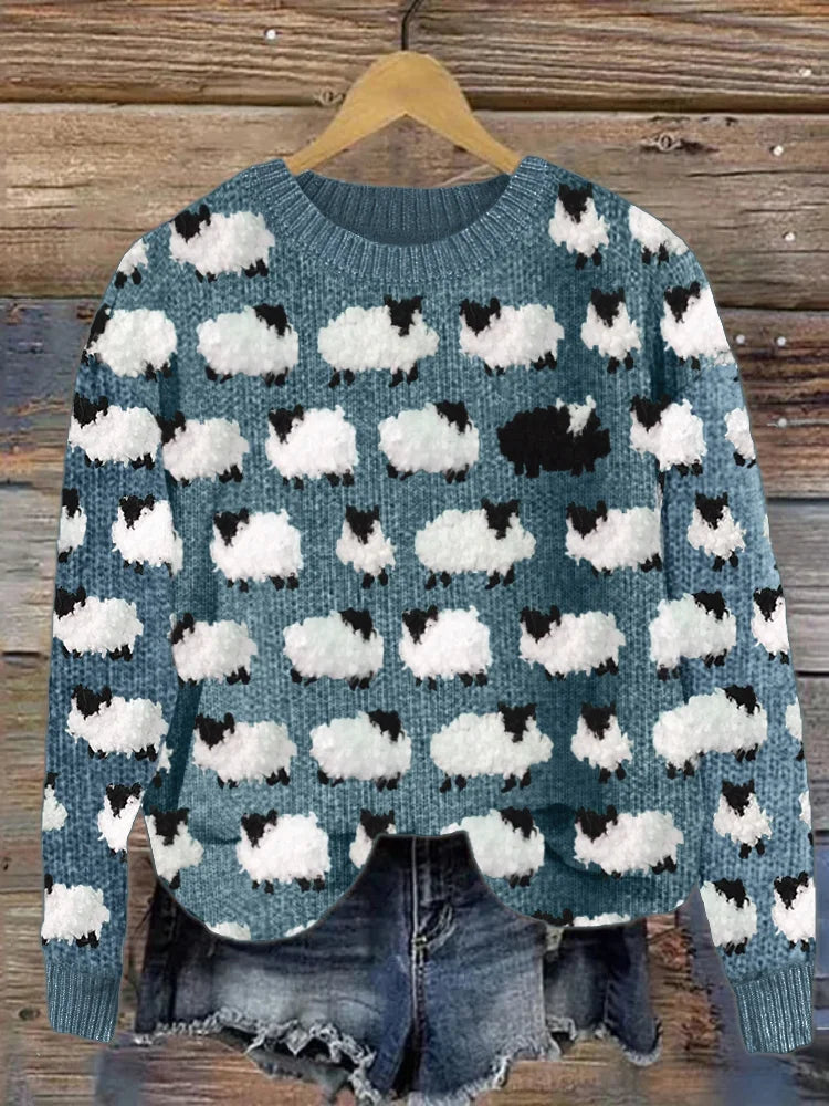 Product Image for Fudus | Gestrickter Jahrgang Pullover Aus Schafswolle Für Frauen, Blau / L