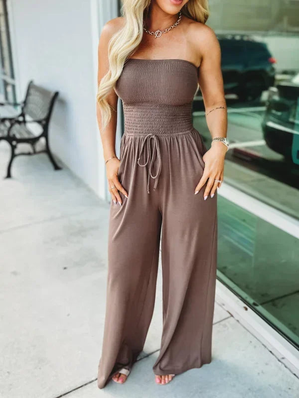 Product Image for Fudus | Smock Strapless Jumpsuit mit Schnürung, Kaffe / S