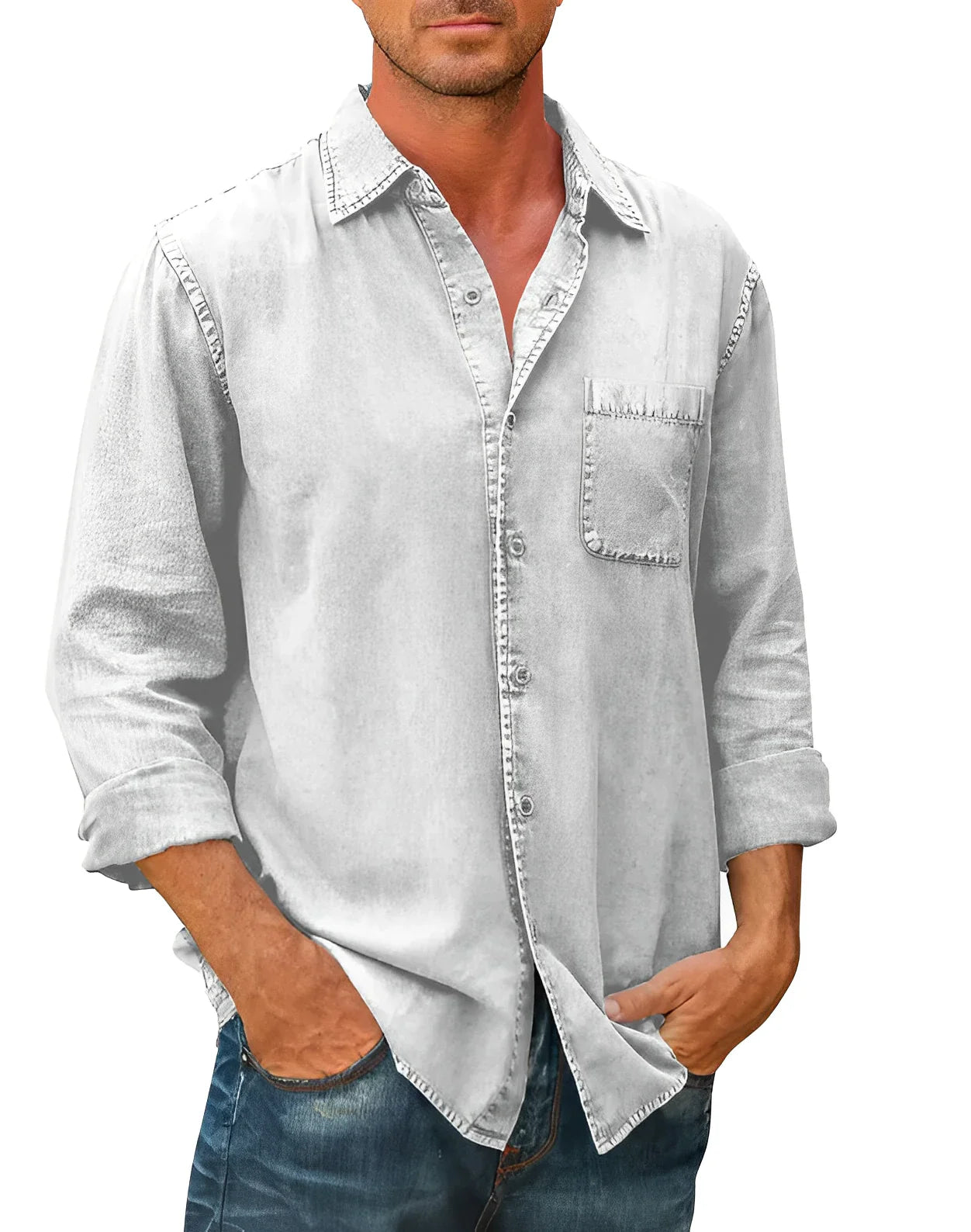 Product Image for Fudus | Bequemes Hemd Aus Ola Stoff, Weiß / 3XL