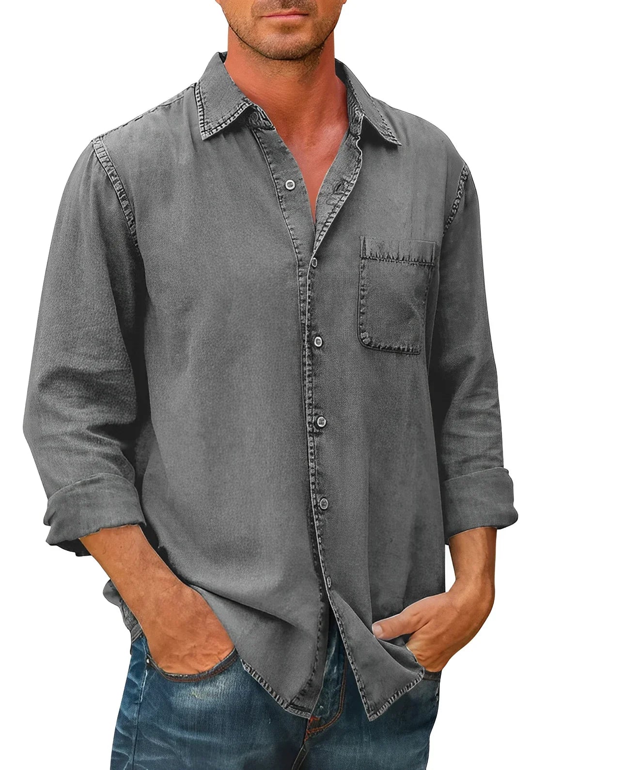 Product Image for Fudus | Bequemes Hemd Aus Ola Stoff, Grau / 5XL