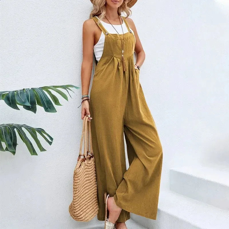 Product Image for Fudus | Retro Jumpsuit Ren Baumwolle Leinen, Gelb / XL