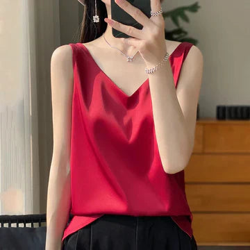 Product Image for Fudus | Ärmelloses Satin Seiden Top, Rot / XL