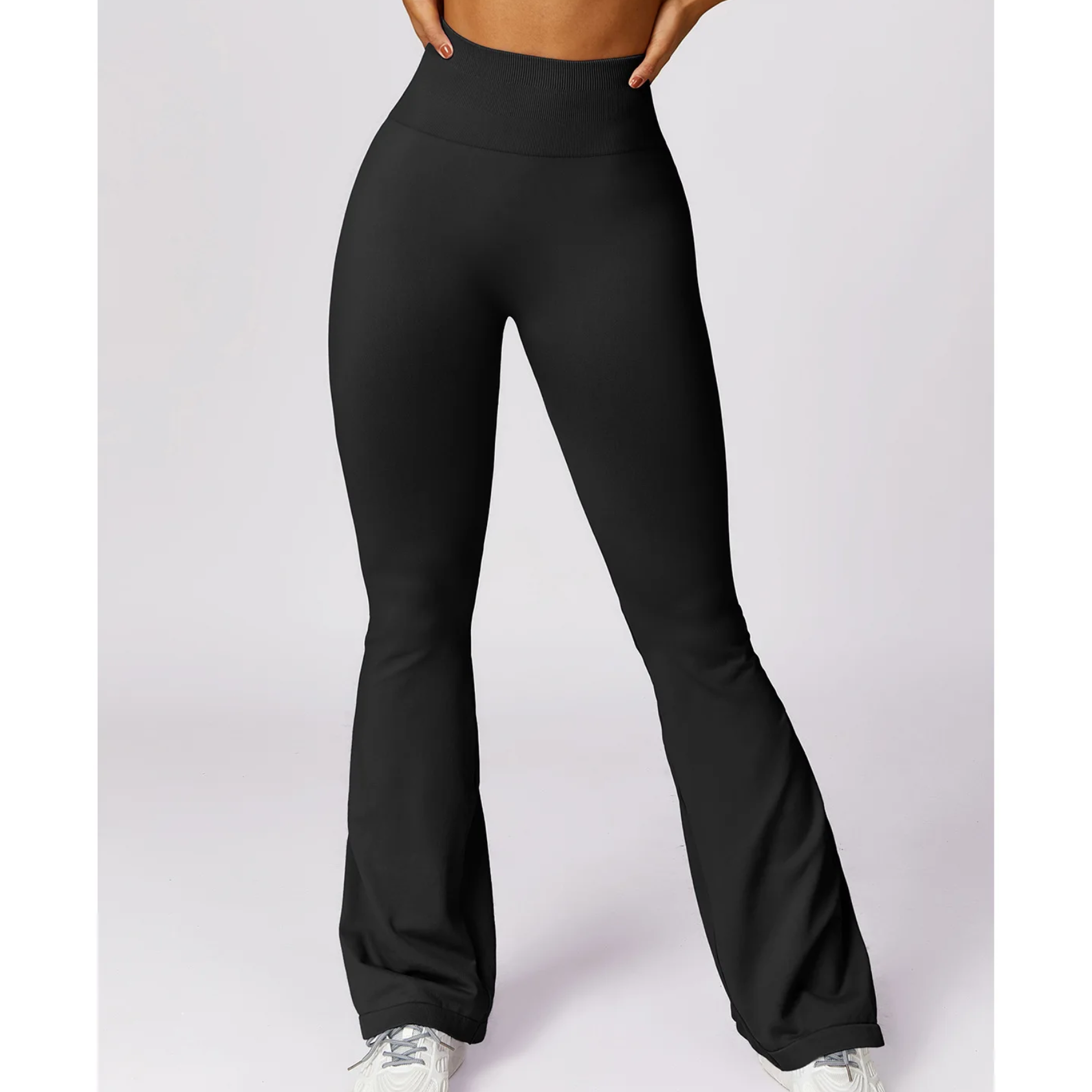 Product Image for Nahtlose Flared Hose Damen mit Hoher Taille für Yoga, Schwarz / M