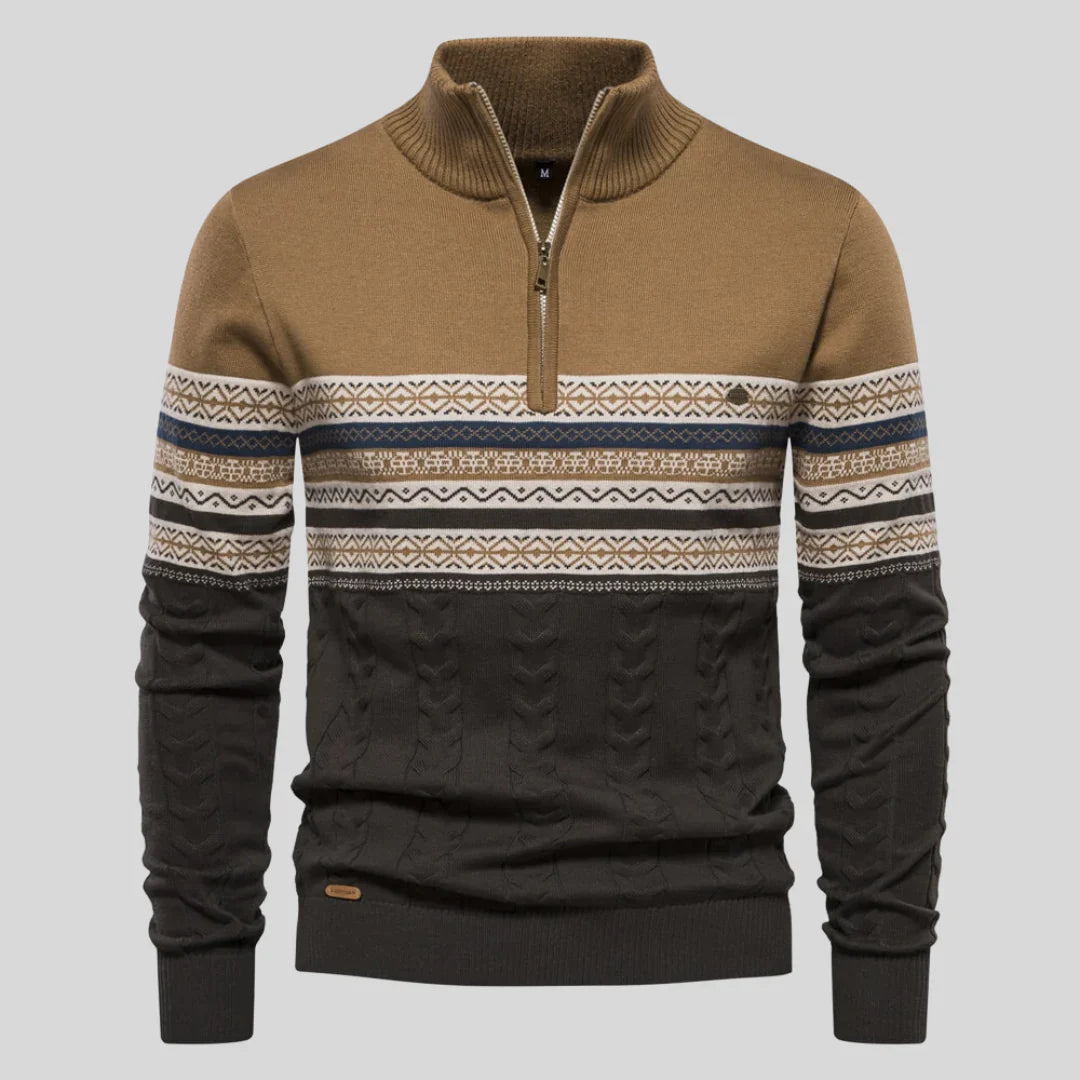 Product Image for Casper - Hochwertiger Pullover mit Retro-Muster., Khaki / S