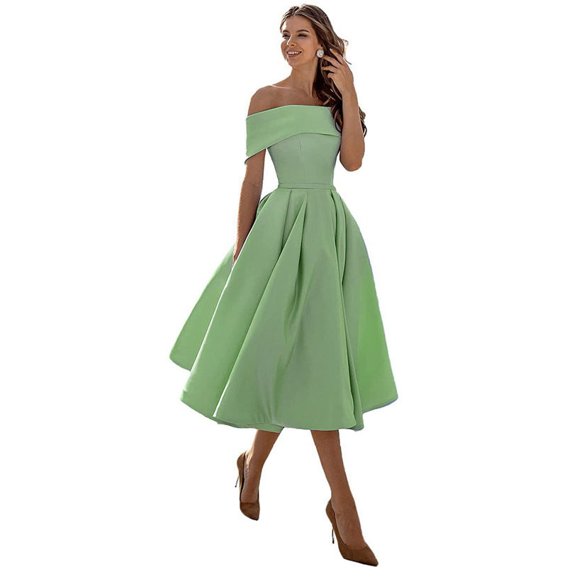 Product Image for Fudus | Modisches, Lässiges, Trägerloses Satin Party Kleid, Grün / M