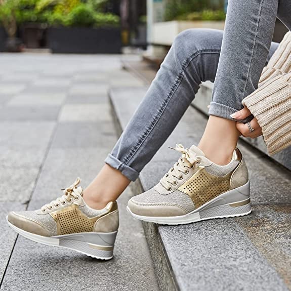 Product Image for Sneaker mit hohen Absätzen und Keilabsatz, Gold / 41