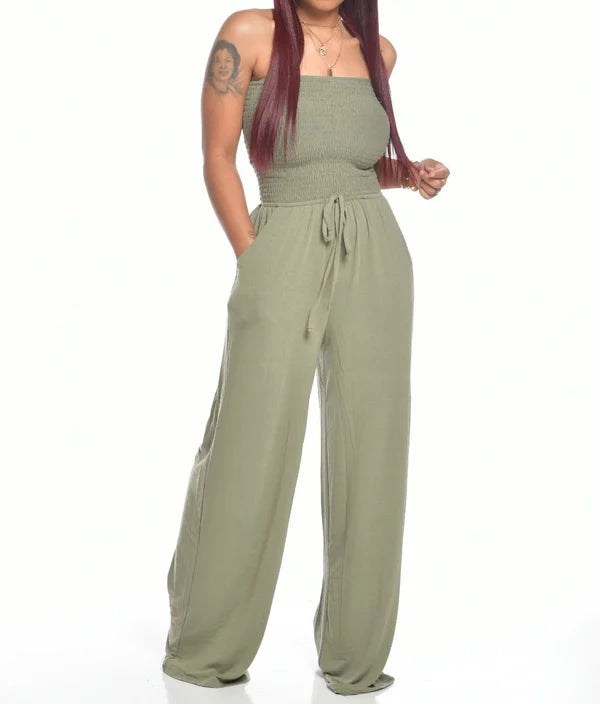 Product Image for Fudus | Smock Strapless Jumpsuit mit Schnürung, Hæren Grün / M
