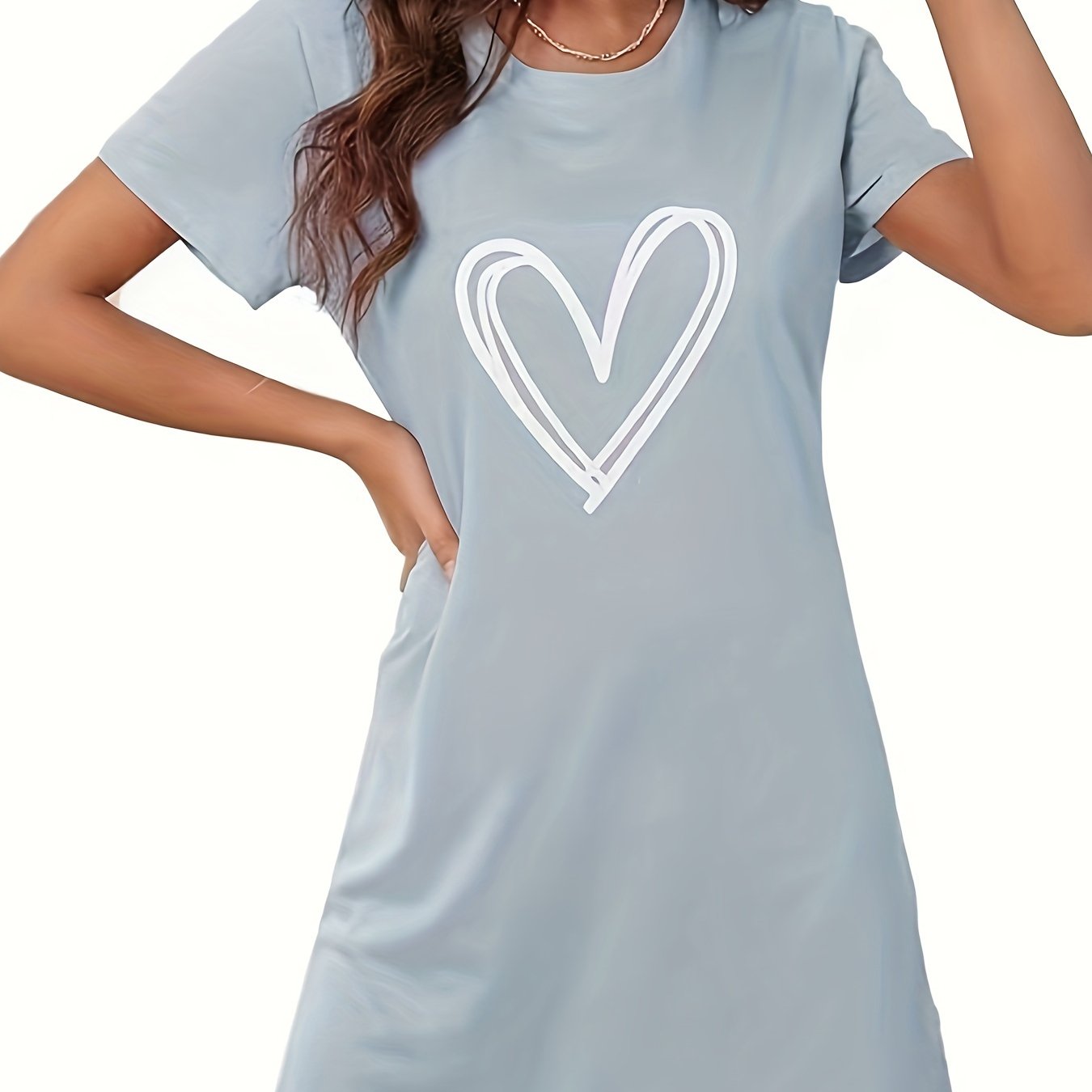 Product Image for Fudus | Nachthemd Mit Herzmuster Und Kurzen Ärmeln, Hellblau / S