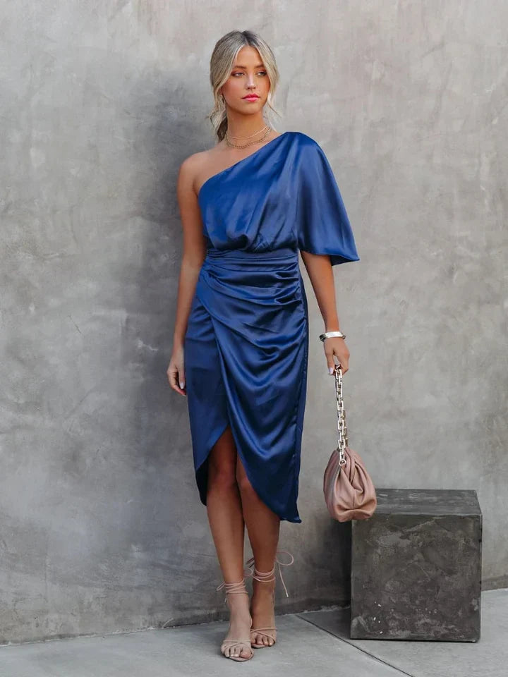 Product Image for Fudus | Satinkleid Mit Einem Schulter Stilet Abendkleid, S / Blau