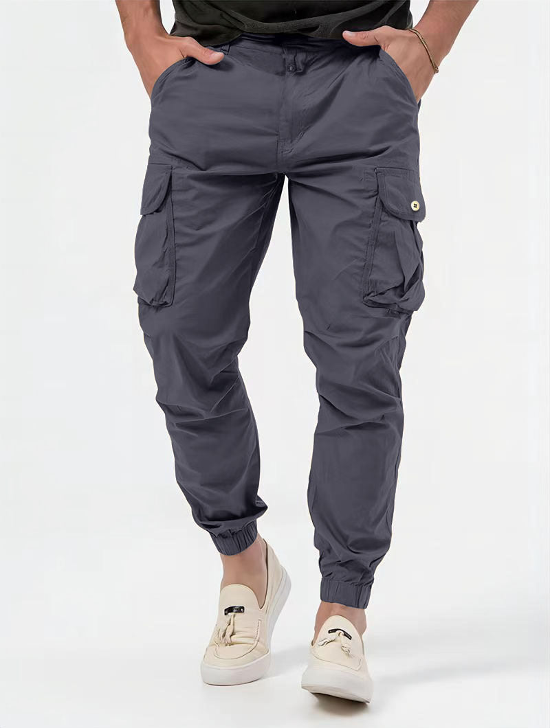 Product Image for Fudus | Herren Cargo Hosen Mit Dreidimensionalen Taschen in Einfarbigem Design, Grau / L