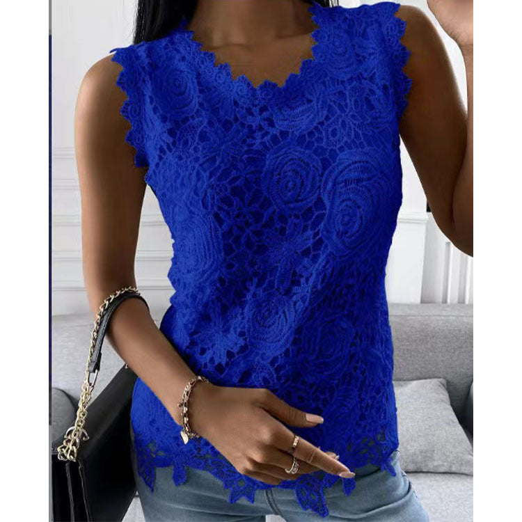 Product Image for Fudus | Spitzenblumen Top Für Damen, Blau / M