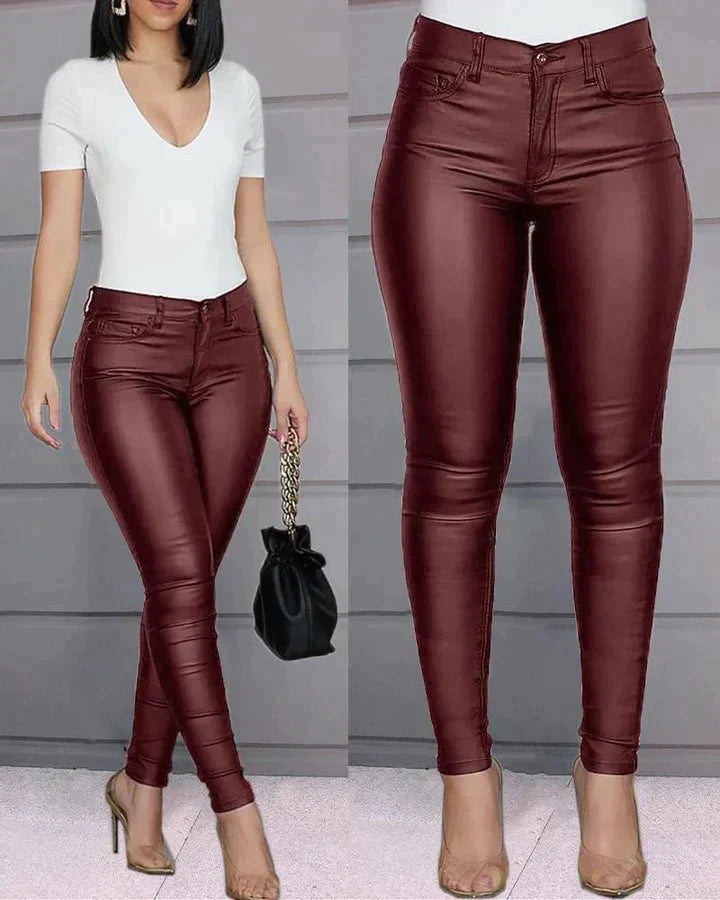 Product Image for Fudus | Damen Stretch Hose Leder, Rot / 3XL / PU
