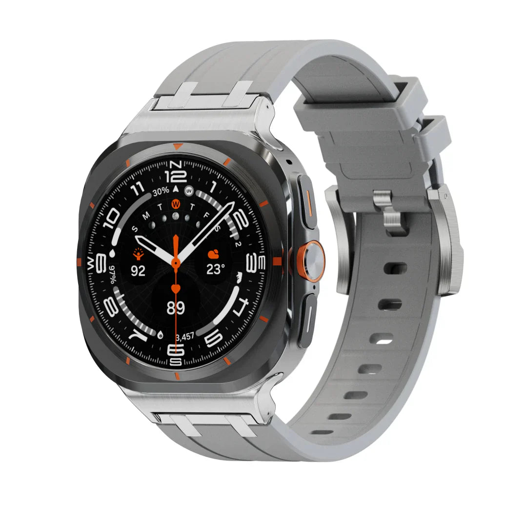 Product Image for Fudus | Silikonarmband Für Samsung Galaxy Watch Ultra Von Hochwertiger Qualität, Silberner Adapter - grauer Band / Galaxy Ultra 47mm