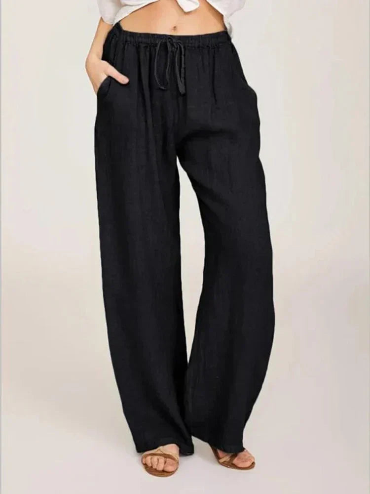Product Image for Fudus | Bequeme Alltags Leinenhosen für Damen, Schwarz / L