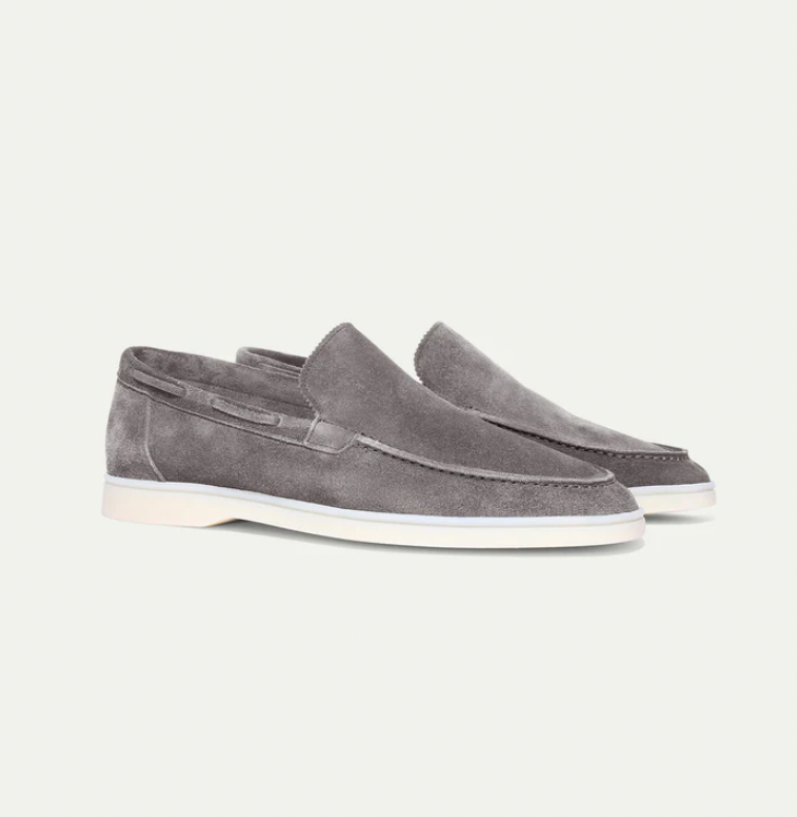 Product Image for Fudus | Wildleder Slipper Slip on Komfort Mokassin Naht Weiche & Strapazierfähige Sohle, Hellgrau / 9.5