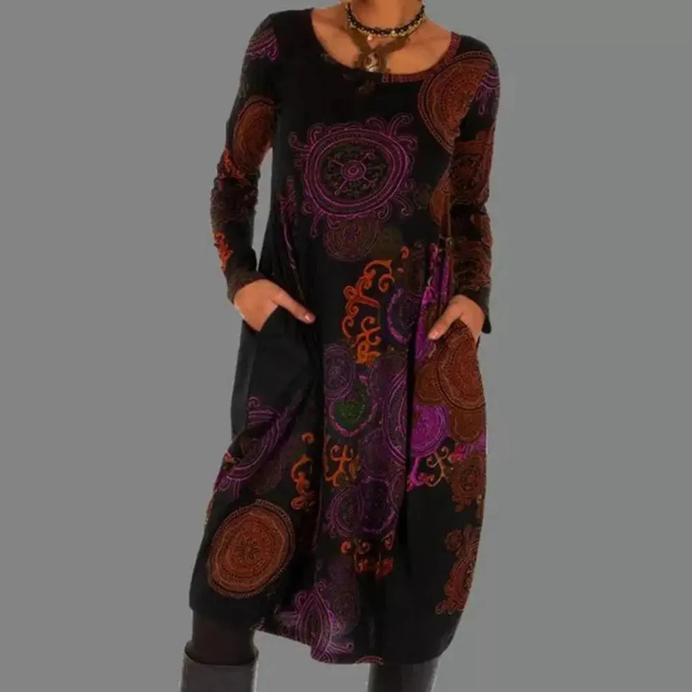 Product Image for Fudus | Kleid Taschen Lockere Modell Midi Kleid Kleid Mit Langen Ärmeln, Rood / XL
