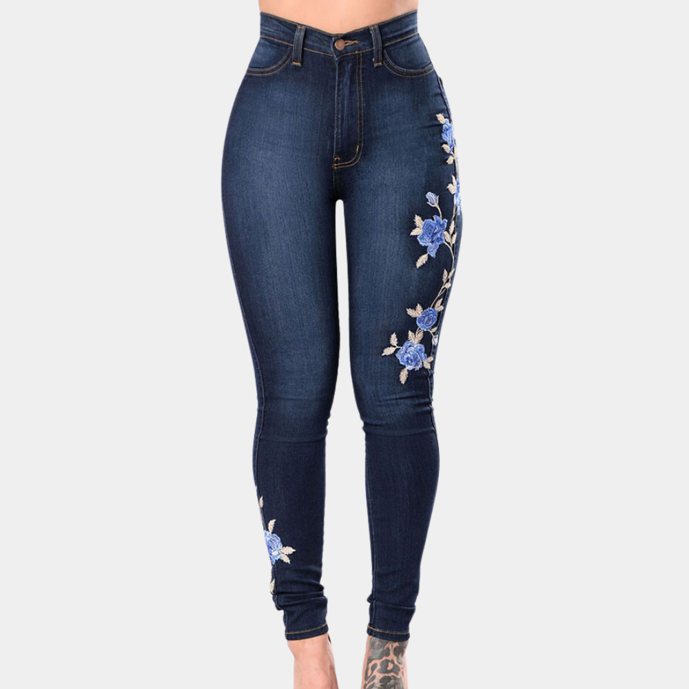 Product Image for Fudus | Bestickte Skinny Jeans Für Damen, Blau / M