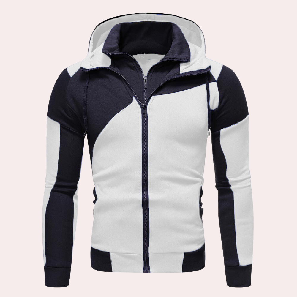 Product Image for Fudus | Moderner Herren Kapuzenpullover Mit Doppelreißverschluss, Weiß / L