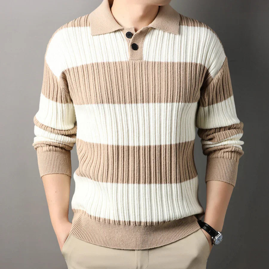 Product Image for Fudus - Herren Langarm Strick-Polo-Shirt, Kamel / L
