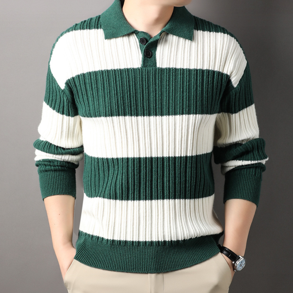 Product Image for Fudus - Elegantes Langarm-Poloshirt für Herren, Grün / XL