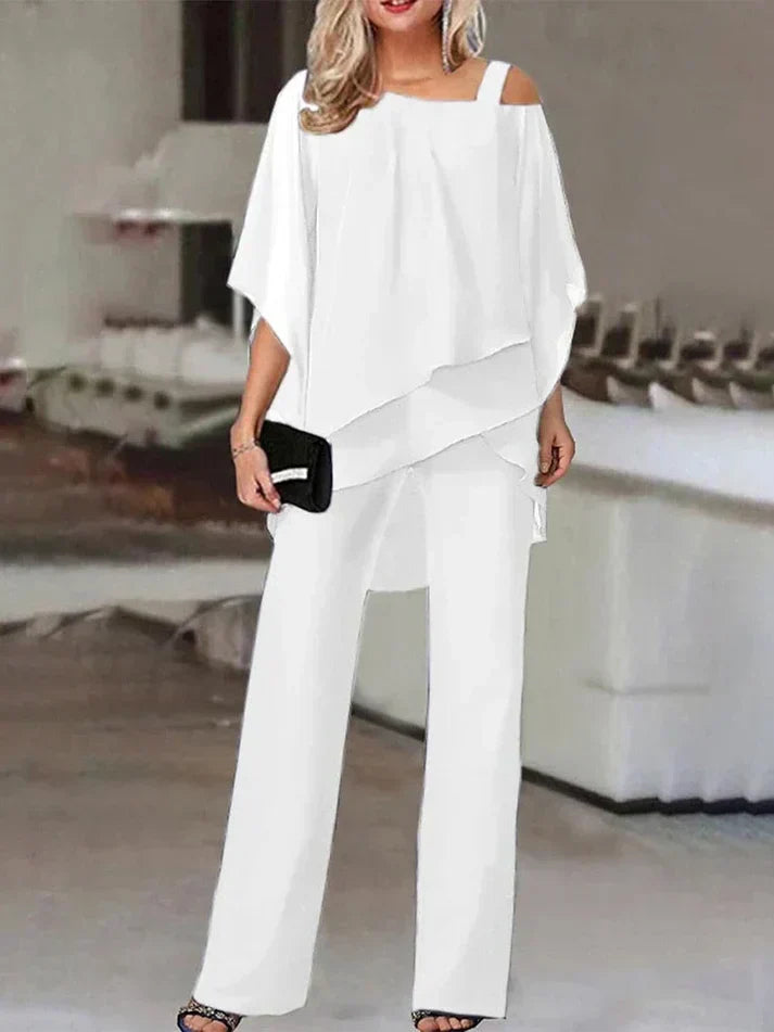 Product Image for Fudus | Set bestehend aus einem ärmellosen Top und einer Hose mit weitem Bein, Weiß / 3XL