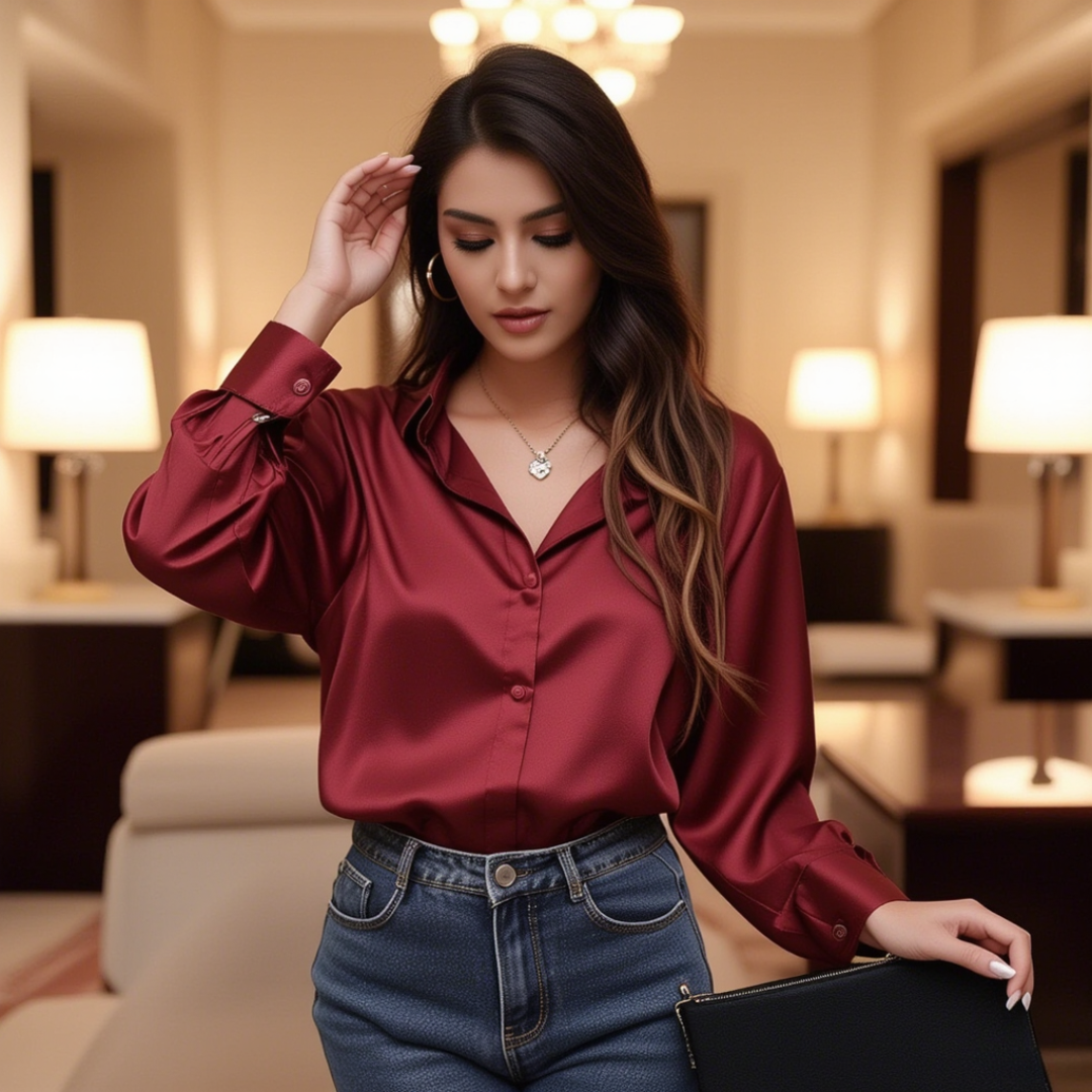 Product Image for Fudus | Seidenhemd Mit Langen Ärmeln Für Damen, Claret / S