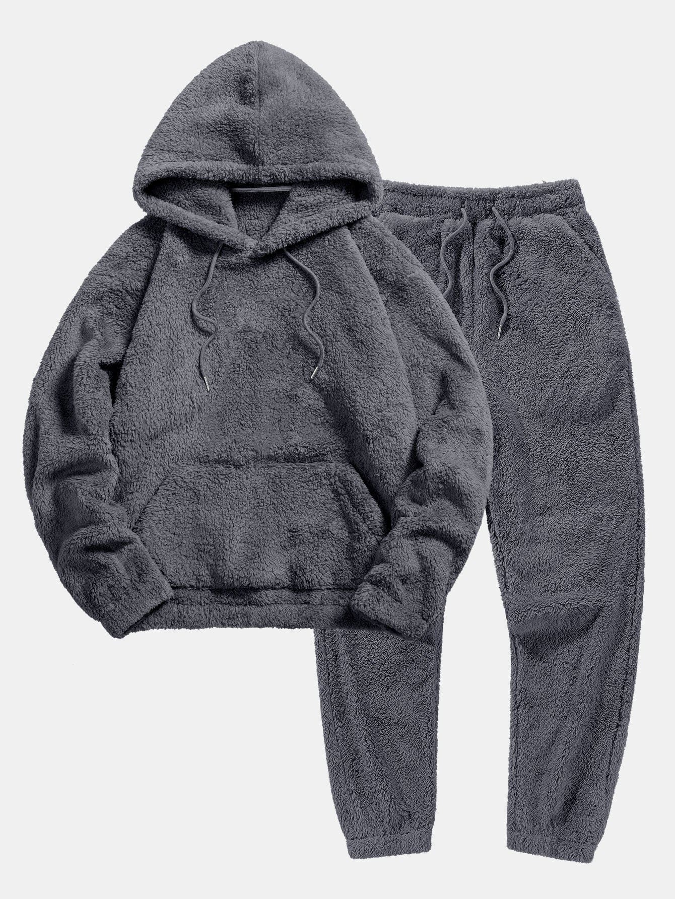 Product Image for Fudus | Bequem Flauschiger Kapuzenpullover Und Sweatpant Set Zweiteiliges Set, Grau / XL