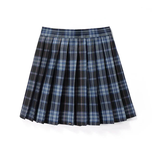 Product Image for Fudus | Kurz Hohe Taille Karierter Rock, Himmelblau Dunkelblau / XL