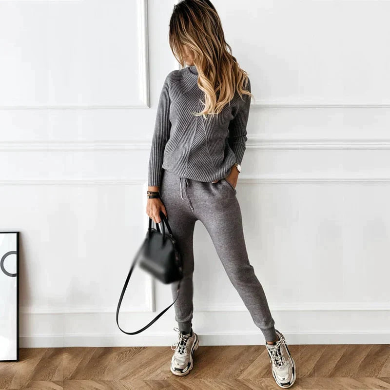 Product Image for Fudus | Damen Zweiteilig Elastische Taille Tracksuit Set, Grau / L