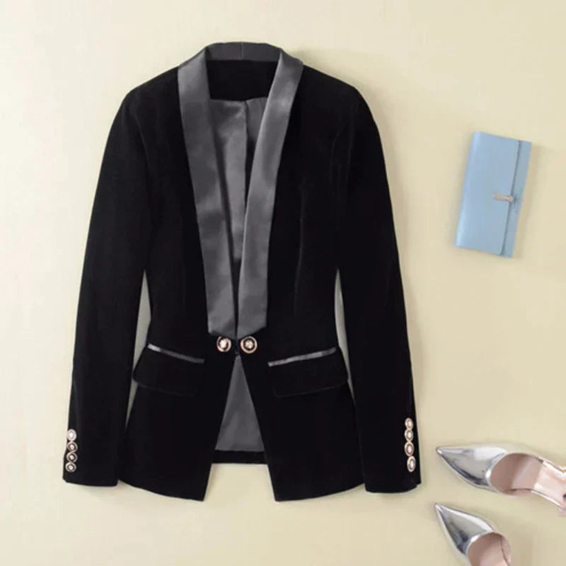 Product Image for Fudus | Satin Velvet Blazer, Schwarz / XS