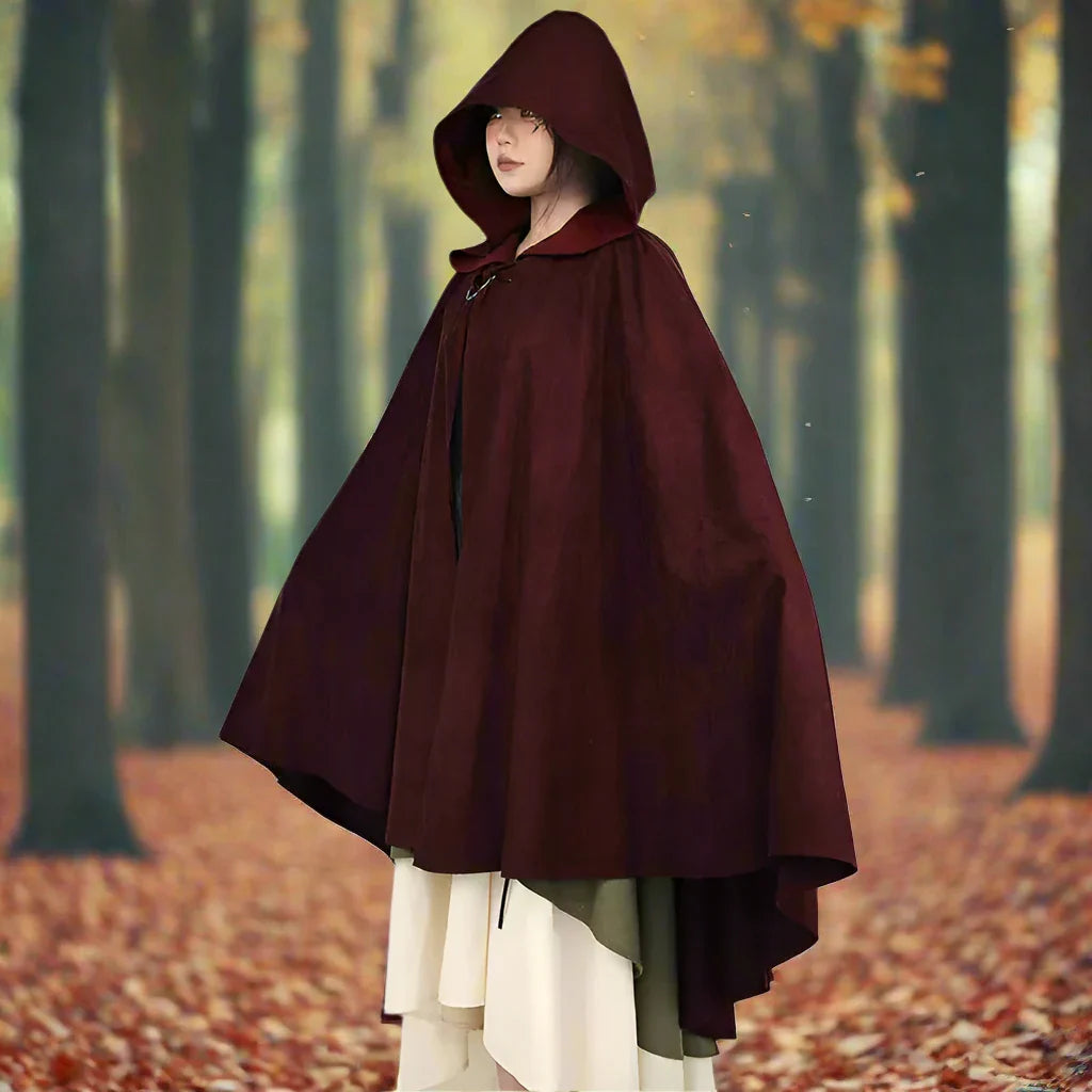 Product Image for Fudus | Gothic Kapuzenumhang Mit Offener Vorderseite Für Damen, Weinrot / L
