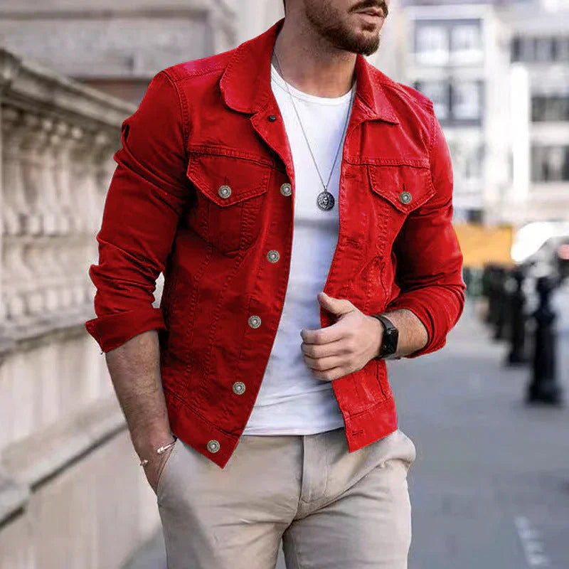 Product Image for Fudus | Zeitlose Klassische Herren Jeansjacke, Rot / L