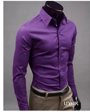 Product Image for Fudus | Lange Ärmel Slim Fit Button up Hemd Herrenhemden, Violett / 3XL