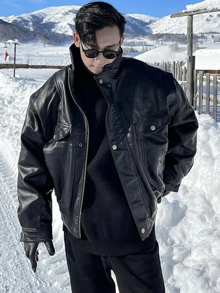 Product Image for Fudus | Herren Ledermantel Im Oversized Fit Für Den Alltag, Schwarz / XL