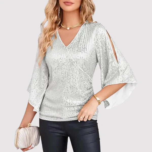 Product Image for Fudus | Stilvolle Und Bequeme Top Mit Pailletten Für Frauen, Silber / L
